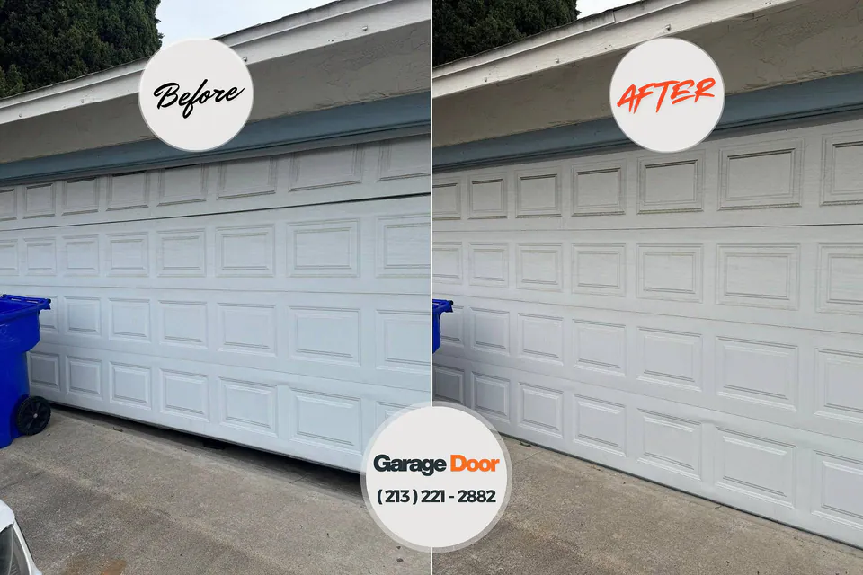 Before and after: garage door repair Warr Acres, OK